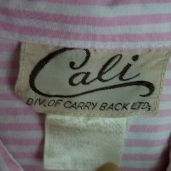 Vintage Cali Pink and White Stripe Button Up Blouse Size XXL - Picture 5 of 5